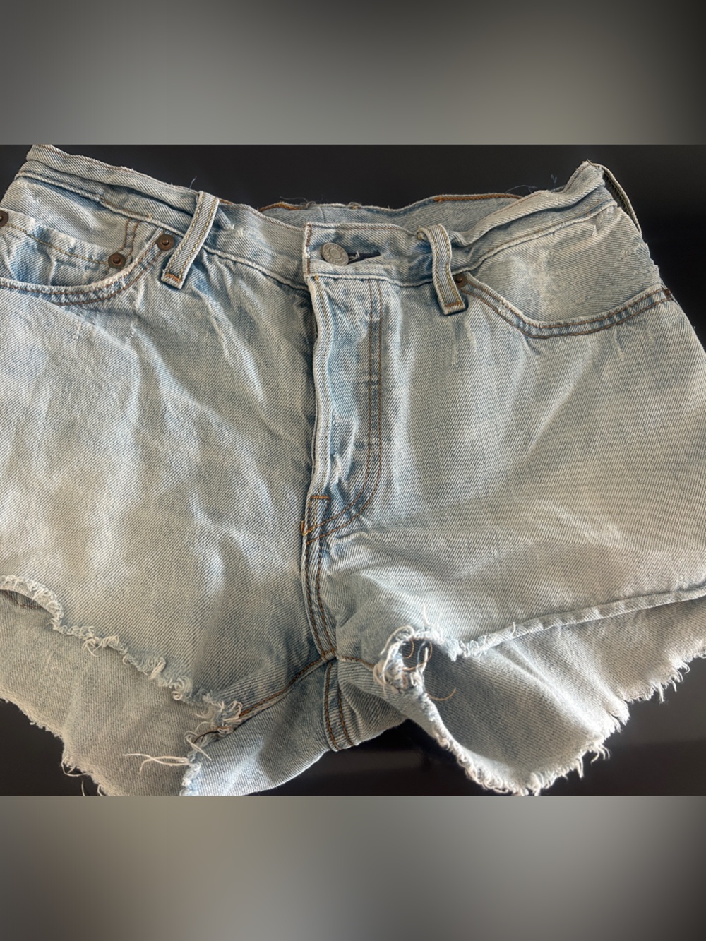 Levi's Light Blue Distressed Denim Shorts